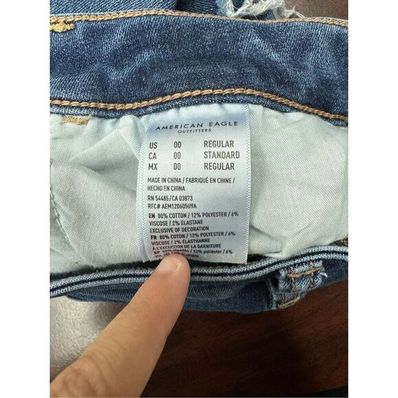 American Eagle Super Hi-Rise Distressed Jeggings Denim Jeans Size 00 - Picture 8 of 8